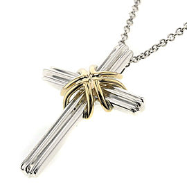 TIFFANY & Co 925 Silver And 18k Yellow Gold Signature Cross Combi Necklace