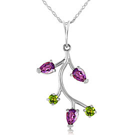 0.95 CTW 14K Solid White Gold Done It All Amethyst Peridot Necklace