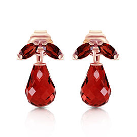 14K Solid Rose Gold Stud Earrings with Natural Garnets