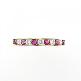 TIFFANY & Co 18k Yellow Gold Diamond Ruby US6.75 Ring LXGKM-345