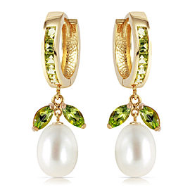 10.3 CTW 14K Solid Gold Majorca Peridot Cultured Pearl Earrings