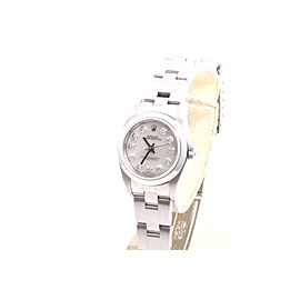 Rolex Oyster Perpetual Stainless Steel Mother Of Pearl Diamond Dial Oyster Band 24mm Womens Watch