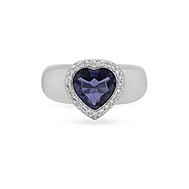 Piaget 18K White Gold Amethyst & Diamond Heart Ring Size 6