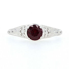 White Gold Tourmaline & Diamond Engagement Ring - 14k Round Cut .69ctw Filigree