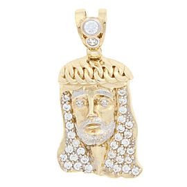 Yellow Gold Cubic Zirconia Pendant - 10k Round Cut .50ctw CZ Jesus Faith Bling