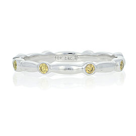 White Gold Yellow Diamond Eternity Ring 18k Round .18ctw Wedding Band Size 6 1/2