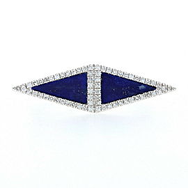 White Gold Lapis Lazuli & Diamond Geometric Two-Stone Halo Ring 14k Single.14