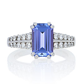 White Gold Tanzanite & Diamond Ring - 18k Rectangle 2.64ctw Engagement