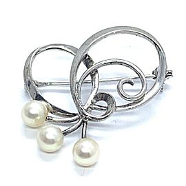 Mikimoto Estate Akoya Pearl Brooch Pin Sterling Silver M103