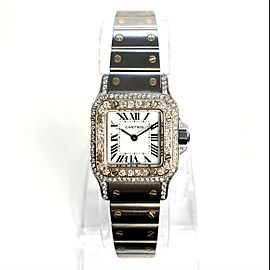 CARTIER SANTOS GALBEE Quartz 2 Tone 1.09TCW Diamond Watch