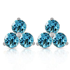 1.5 CTW 14K Solid White Gold Coeurs De Papier Blue Topaz Earrings