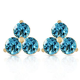 1.5 CTW 14K Solid Gold Flask Of Dew Blue Topaz Earrings