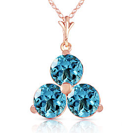 14K Solid Rose Gold Necklace with Natural Blue Topaz