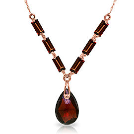 14K Solid Rose Gold Necklace with Natural Garnets