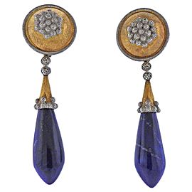 Mario Buccellati Lapis Gold Drop Earrings