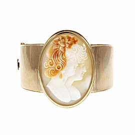 14K Rose Gold Cameo Curved Bangle Bracelet