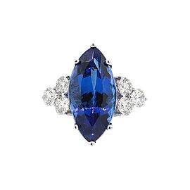 18k White Gold Gem Quality Tanzanite and Diamond Ring