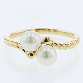 MIKIMOTO 18k Yellow Gold Pearl 2P Ring LXGBKT-919