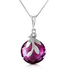 5.32 CTW 14K Solid White Gold Necklace Checkerboard Cut Purple Amethyst