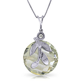 5.32 CTW 14K Solid White Gold Necklace Natural Green Amethyst Diamond