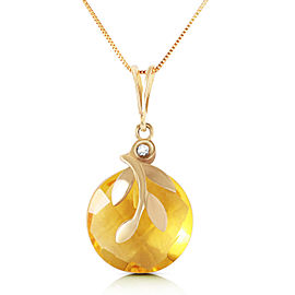 5.32 CTW 14K Solid Gold Necklace Checkerboard Cut Citrine Diamond