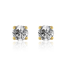 14K Yellow Gold Diamond Solitaire Stud Earrings