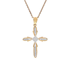 14K Yellow Gold Princess Cut Diamond Cross Pendant