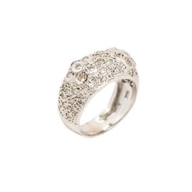 18K White Gold Flower Design 1.28ct Pave Diamonds Ring