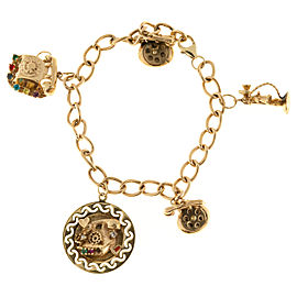 14K Yellow Gold Telephone Theme Charm Bracelet