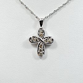 Clover Diamond Cross 0.46CT 14K White Gold