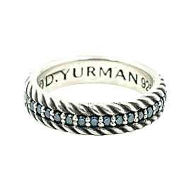 David Yurman Pavé Cable Band With Blue Color Diamonds Ring Size 8