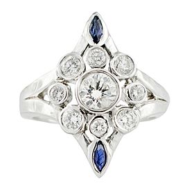 White White Gold Diamond, Sapphire Womens Ring Size 6.75