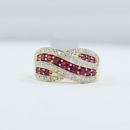 Ruby Ring 14K Yellow Gold .10Ct Diamonds 0.64Ct Ruby Ring