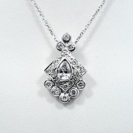 Diamond Pendant 0.40Ct Pear Surrounded by Square Pave Box Bezel Setting 0.82Ct