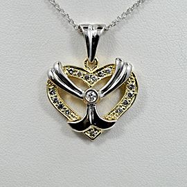 Diamond Heart Pendant White and Yellow 14K Gold 0.60Ct