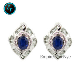 White White Gold Diamond, Sapphire Mens Earrings