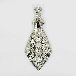 White Gold Diamond and Ceylon Sapphire Beautiful Kite Shape Pendant