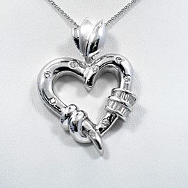 Heart & Tulpan Pendant 14K White Gold 0.40Ct Baguette and Round Diamonds