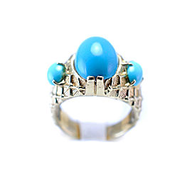 Turquoise Stone 14K Yellow Gold Ring 2.90CT Stone Size 8.5 Weight 9.6grams