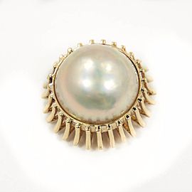 Pearl Pendant In 14K Yellow Gold Cultured Mabe 15mm 7.7 Grams