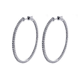 14K White Gold 1.25ct Eternity Diamond Hoop Earrings