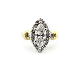 18k Yellow & White Gold 1.31Ct Natural Marquise Cut Diamond Engagement Ring