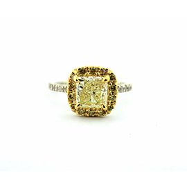 14k Yellow & White Gold 1.29Ct Princess Yellow Diamond Engagement Ring