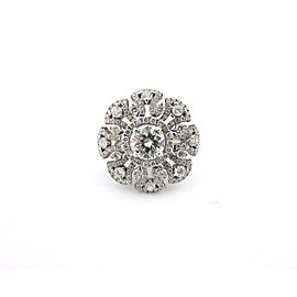 18k White Gold 3.30Ct Round Cut Diamond Flower Anniversary Ring