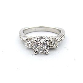 Platinum 1.20Ct Three Stone Round Diamond Engagement Ring