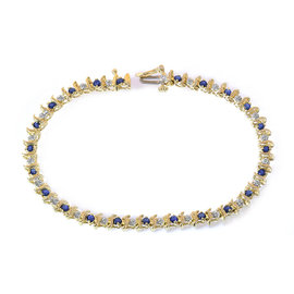 14K Yellow Gold and 0.15ct Diamond and 0.50ct Sapphire Tennis Bracelet