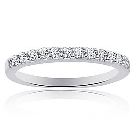 14K White Gold 0.30 Ct Round Brilliant Diamond Wedding Band Ring Size 6.75