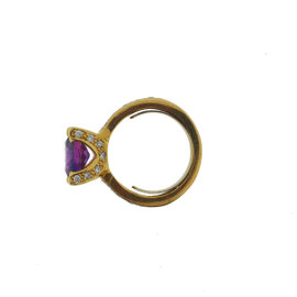 Yellow Gold Amethyst, Diamond Mens Ring