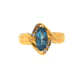 14K Yellow Gold Topaz Diamond Ring Size 6