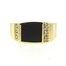 14K Yellow Gold with Diamonds & Onyx Ring Size 10.5